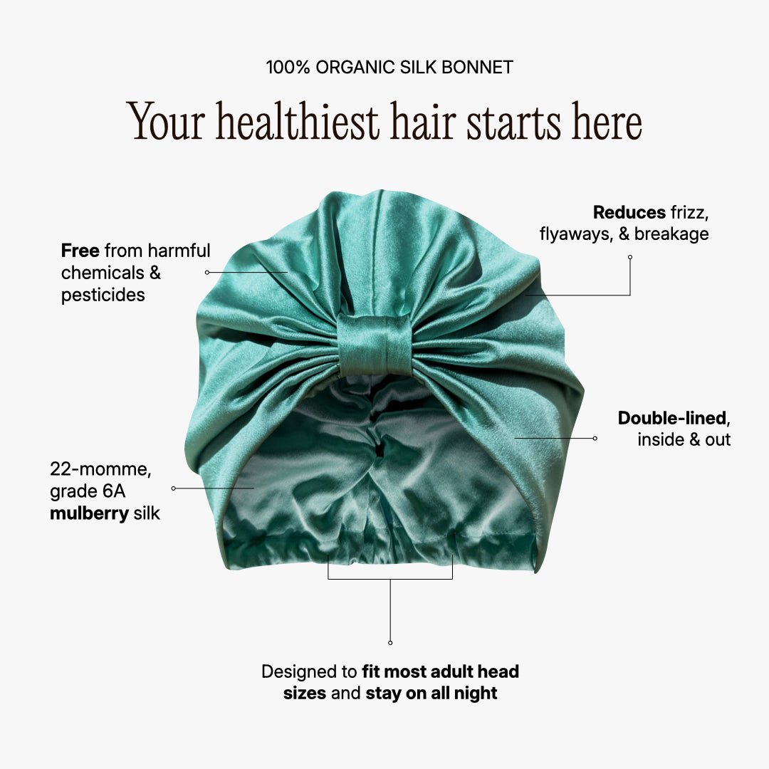 Organic Silk Hair Bonnet Jade Green - FiveBeelow