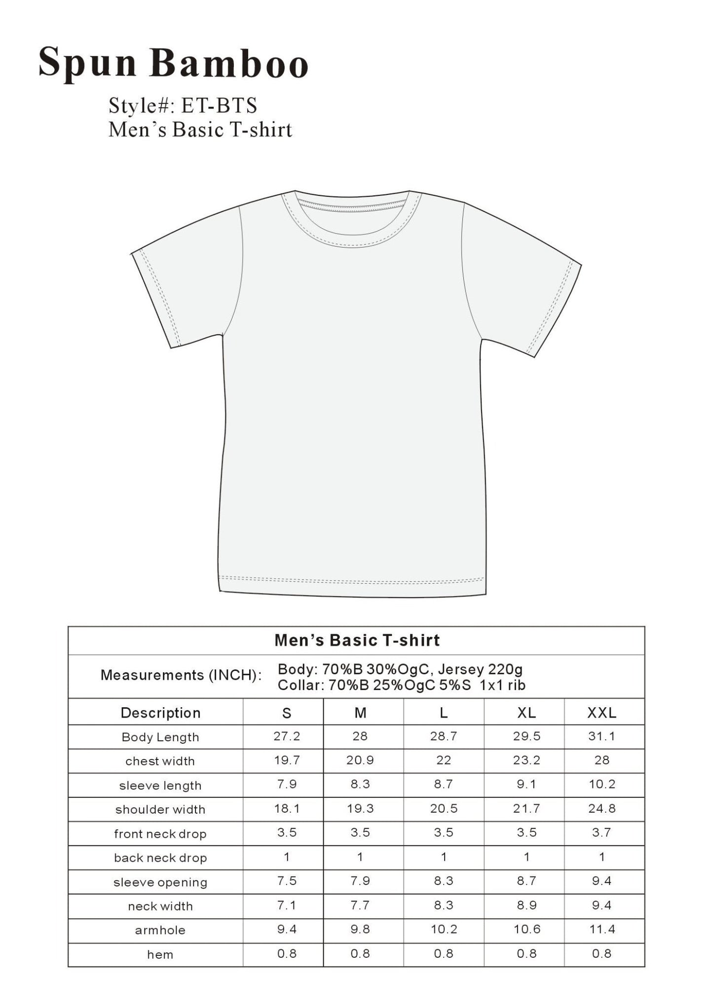 The Original Men's Bamboo Viscose/Organic Cotton Short Sleeve T-Shirt - Classic Cut - FiveBeelow