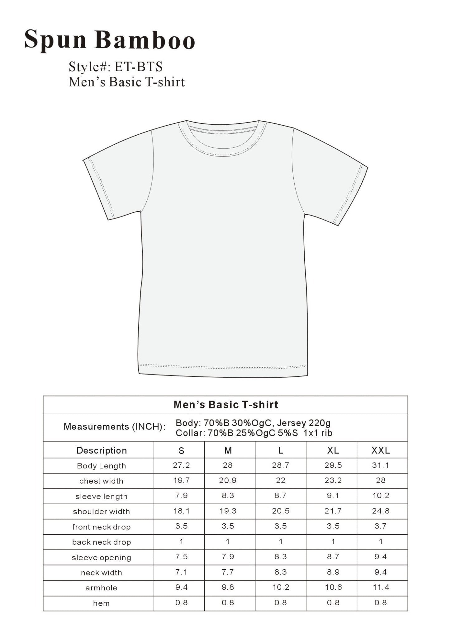 The Original Men's Bamboo Viscose/Organic Cotton Short Sleeve T-Shirt - Classic Cut - FiveBeelow